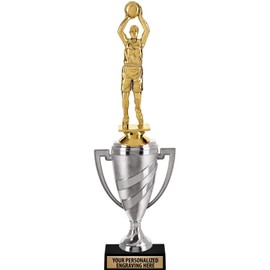 Crown Awards Basketball Trophy, 14.15" Silver Cup Female Basketball Trophies with Free Personalization, 5 Pack