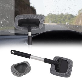Car Cleaning Window Tool, Windshield Cleaner with Microfiber Cloth & Extendable Handle, Windshield Cleaning Tool, Car Interior Accessories Car Wash Tools Fit for Auto Glass Wiper