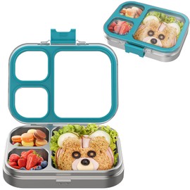 VITONIS Stainless Steel Lunch Box for Children, Metal Bento Lunch Box Children Leak-Proof Lunch Box Kids with 3 Compartments and Sealing Ring, Lunch Boxes for Visualisation