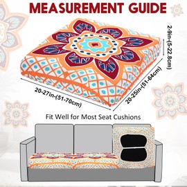 Hahafelt 4 Pcs Stretch Patio Cushion Covers Outdoor Sofa Cushion Replacement Printed Bohemian Floral Sofa Seat Soft Couch Covers with Elastic Bottom