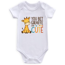 WFHCKT i'm cute giraffe baby clothes gender neutral funny girl boy bodysuits white 3-6 months