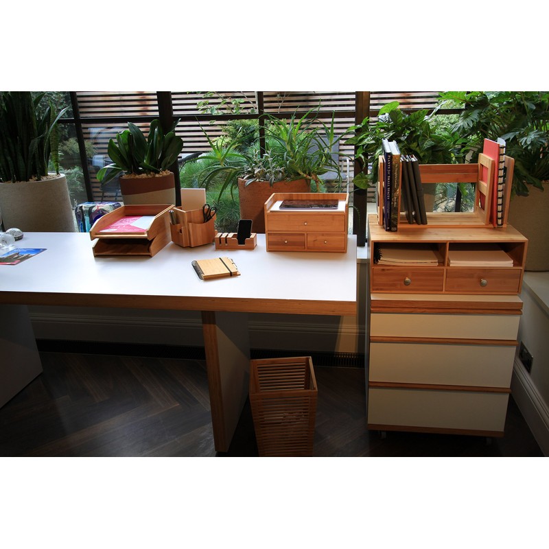 Woodquail Desk Business Card Holder, Made of Natural Bamboo