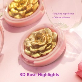 Paleta De Resaltadores, Rubor De Rosa 3D, Maquillaje Facial Resaltador Con Luminizador Corporal, Polvo Facial Brillante Con Brillo Corporal, Maquillaje Resaltador Brillante De Larga Duración (#5, m)