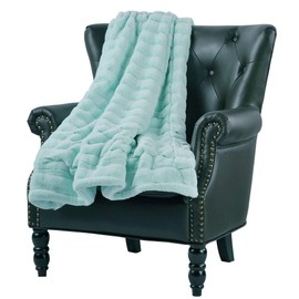 HNU 1 Pc Luxurious Casual Aqua Blue 60x80 Weighted Blanket, Modern Style Gorgeous Solid Color Stripe Pattern Mink Throw Blanket, All Seasons Contemporary Faux Fur Soft Blanket Animal-Friendly