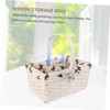 Zerodeko Handmade Rattan Storage Basket Rectangular Woven Flower Bin with