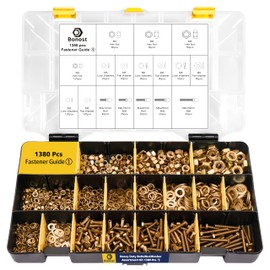 Bonost 1380pcs Nuts and Bolts Assortment Kit - Heavy Duty Grade 8.8 Metric M4 M5 M6 M8 Bolt Set with Assorted Nuts and Washers, Yellow Zinc Plated, Length from 12-30mm