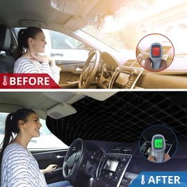 Auto Sonnenschutz Frontscheibe, Front Sonnenschutz für Windschutzscheibe, 8 Magnetische Autos Sonnenblende Frontscheiben Sonnenabdeckung Faltbar für die Meisten Autos Blockiert UV Hitzeschutz