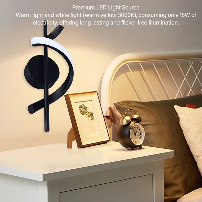 LED Wall Sconce Lighting 18W 3000K Warm White Modern Spiral