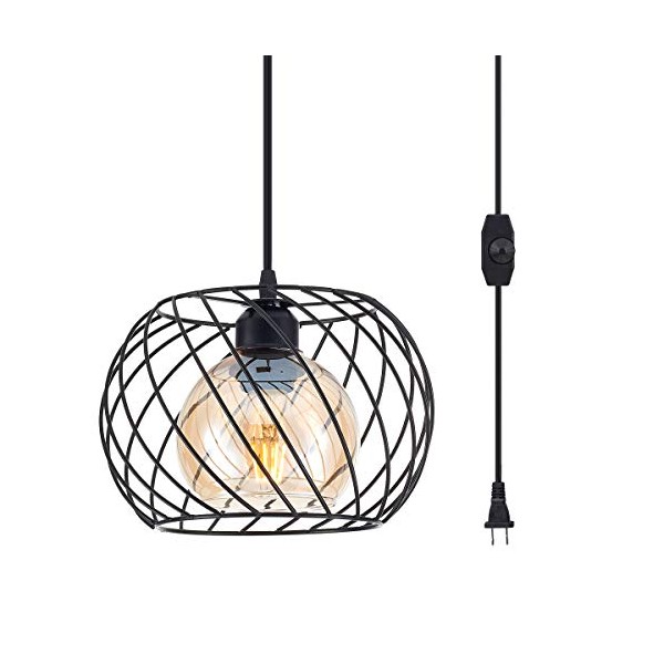 YLONG-ZS Plug in Pendant Light with Dimmer Switch Farmhouse Hanging