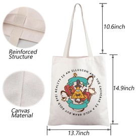 TGBJE Cartoon TV Series Inspired Tote Bag Bill Cipher Fans Gift Bill Cipher Merchandise Shopping Bag Cartoon Movie Gift (C-reality cartoon tote)