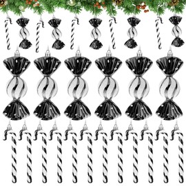 Seasboes Pack of 18 Candy Canes Christmas Decoration, Christmas Candy Cane Ornaments, Christmas Tree Hanging Pendants, Candy Canes, Christmas Pendant Christmas Tree Decoration (Black)