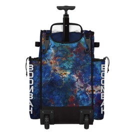 Boombah Rolling Superpack 2.0 Baseball/Softball Gear Bag - 23-1/2" x 13-1/2" x 9-1/2" - Nebula Navy/Multi - Telescopic Handle - Holds 4 Bats - Wheeled Version