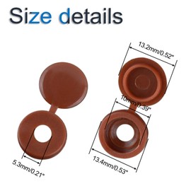 INCREWAY Screw Cover Caps, 100 Pcs Plastic Screw Caps Fold Washer Flip Tops Hinged Decorative Cover with Organized Box (Reddish Brown)
