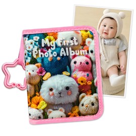 Baby's My First Family Album Baby Photo Albums Soft Photo Cloth Book with Baby-Safe Mirror Holds 17 4x6 Photos for Newborns, Toddlers, Baby Shower
