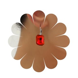 Allereya Vintage Crystal Square Drop Earrings Champagne Rhinestone Dangle Earrings Champagne Square Dangle Earrings Silver Leverback Earrings Jewelry for Women and Girls (Yellow) (Red)