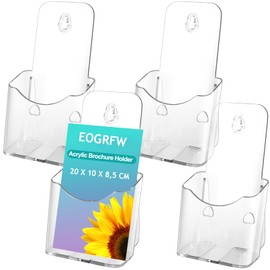 EOGRFW Espositore da parete, 4 pezzi, 20 x 10 x 8,5 cm, per volantini, 1 scomparto, da posizionare e appendere, per volantini, cartoline, volantini, menu