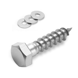5/16×2'' (12 Pack) Hex Head Lag Screws Bolts with Washers, Heavy Duty Lag Screws, 304 Stainless Steel Bolts 18-8, Wood Screws, Partial Thread
