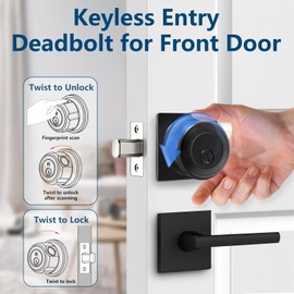 GeekTale Fingerprint Door Lock,Keyless Entry Door Lock,Deadbolt Smart Lock for Front Door,Twist to Lock & Unlock,Easy Installation,Perfect for Entry Doors,Garage