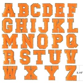 2PCS Self Adhesive Letter Patches Stick on Chenille Letter Patches Small Letter Patches Sequin Chenille Letter Patches for Backpack Craft Laptop School Bag Clothing (Orange, G)