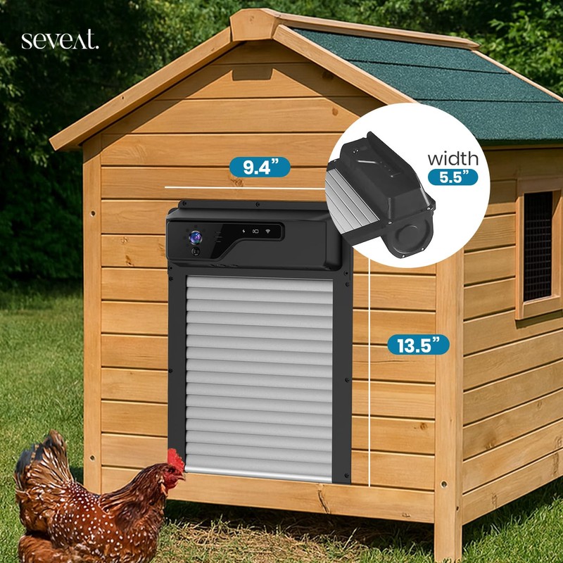 Seveat Automatic Chicken Coop Door with HD Camera, Solar Powered