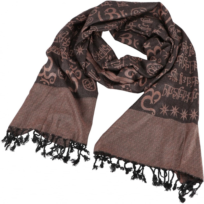 GURU SHOP Pashmina Viscose Scarf / Stole with OM Pattern,