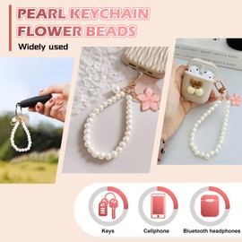 Ottsuls Cute Floral Pearl Keychain for Women,Elegant Flower Charm, Keychain for Purse Backpack Luggage Accessories, Cute Charm for Women Girls, Gift Ideas for Valentine's Christmas Birthday