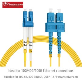 OS2 SC to LC Single Mode Fiber Patch Cables 5m(15ft), Options 1m~153m, Singlemode Fiber Optic Cable 10G SMF LSZH Duplex 9/125μm OD 2.0mm 𝙍𝙖𝙢𝙗𝙤𝘾𝙖𝙗𝙡𝙚𝙨
