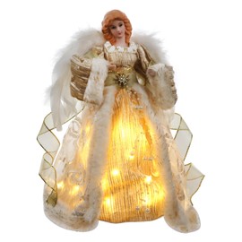 OCTMUSTARD LED Angel Christmas Treetop Figurine with String Lights for Holiday Ornament or Indoor Home Table top Decor.12-Inch