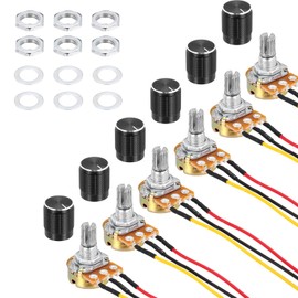 sourcing map 6 Pack WH148 Potentiometer 20K Ohm Single-Joint Variable Resistors 3 Terminals Linear Taper Rotary 20cm JST-XH2.54 Connector Wire with Knob Cap for Audio Volume Control