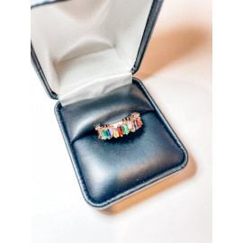 Ready Limited Baguette CZ Eternity Band  Rose Gold with Multi Color Stone NEW Size 8  Water Re