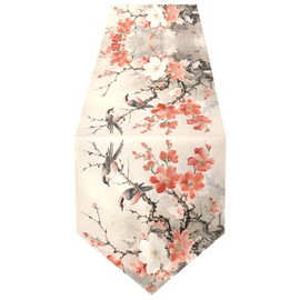 ALAZA Double-Sided Spring Cherry Blossom Birds Table Runner 18x72 Inches Long,Table Cloth Runner for Wedding Birthday Party Kitchen Dining Home Everyday Decor