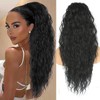 LEOSA Long Curly Wavy Black Drawstring Ponytail Extension for Women