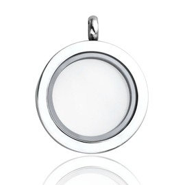 JOVIVI 25mm Round Living Floating Charm Memory Locket Necklace - 316 Surgical Polished Stainless Steel, Secure Magnetic Closure