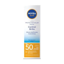 NIVEA SUN Protector Solar Facial Control Brillo Con Efecto Matificante Instantáneo y Protección Muy Alta De FPS50+ 50ml.Textura Ligera y Sin Sensación
