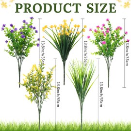 36 Pcs Artificial Flowers Plastic Flower Plants Fake Outdoor Flowers Plastic Shrubs Plants in Bulk Silk Faux Flowers Bundles for Decoration Garden Wedding Party Patio Porch Window Box Home (Elegant)