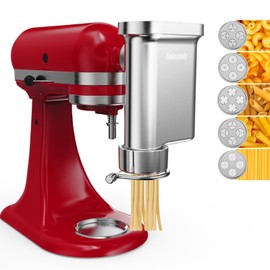 Eascandy Metal Gourmet Pasta Press Attachment for KitchenAid Stand Mixer – Durable Pasta Maker Attachment with 5 Interchangeable Plates for Spaghetti, Bucatini, Fusilli, Large & Small Macaroni