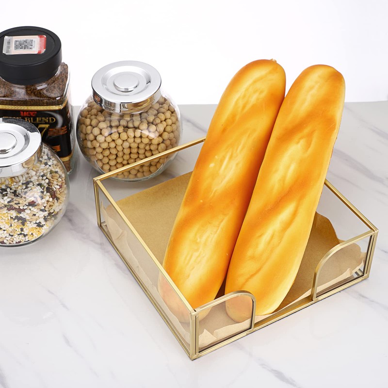TOLIDA Square Glass Napkin Holder - Metal Glass Napkin Holder