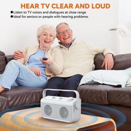 ANSTEN Voice Amplifier for TV, 30 m Range, TV Speaker Portable with SOS Switch, TV Speaker for Seniors and Hearing Impaired, No Audio Delay, Plug and Play