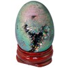 Nupuyai Druzy Agate Geode Crystal Egg with Stand, Rainbow Titanium