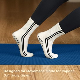 Grip Socks Pilates, Yoga, Barre | Pilates Grip Socks | Grippy Cute Mini Crew | Non Slip Heart Pawprints | Support Dog Rescues