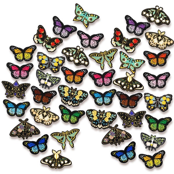 Thiccywoov 40 Pcs Butterfly Iron On Patches for Hat 40