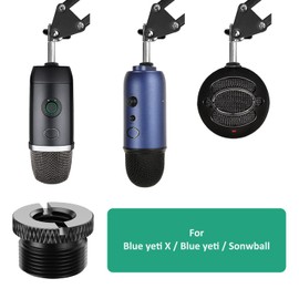 Rigych 5/8 to 3/8 Adapter Metal Slotted Blue Yeti Microphone Adapter 2 Pcs for Mic Stand such as Blue Yeti, Yeti Pro, Blue Yeti X, Blue Snowball