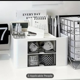 Nordic Simple Desk Drawer - Double Layer Plastic Office Storage Box for Organizing Shelves and Cosmetics