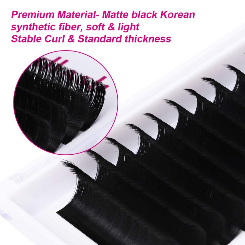 Fadlash Easy Fan Eyelash Extensions, Volume Technique Eyelashes, 0.07 mm