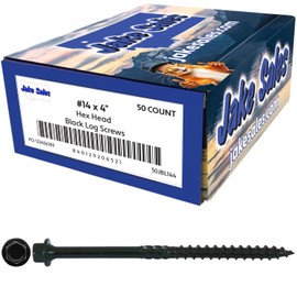 #14 X 4 Heavy Duty Black Timber/Log/Landscaping Wood Screws - Exterior Coated Heavy Duty Screws (50 Count Screw Count - Heavy Duty Black Log Wood Screws)