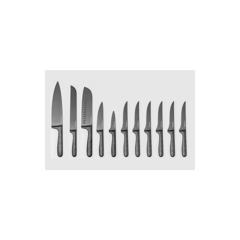 Cambridge Silversmiths Nero Cutlery Set with Block, Stainless Steel,12-Piece