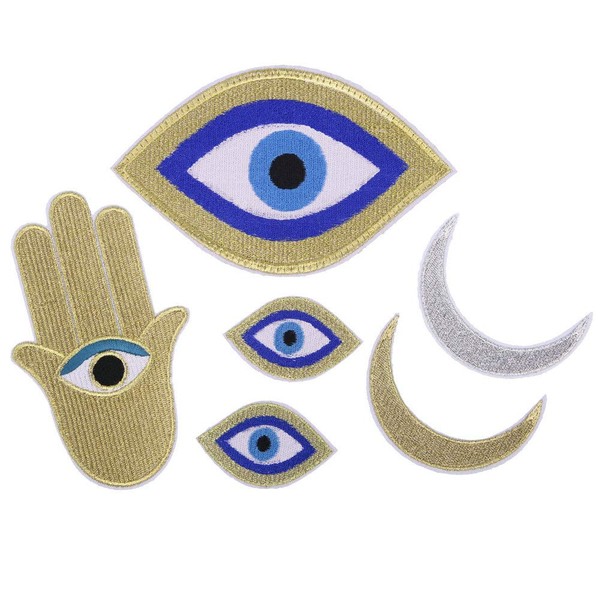 Cartoon Golden Eyes Hand Moon Planet Embroidery Chapter Embroided Cloth