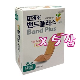 Neo Band Plus 80 sheets, 5 packs/high-quality PVC disposable large capacity band aid, wound protection, standard/large capacity 5 packs / 네오 밴드플러스 80매 5갑/고급PVC 일회용 대용량밴드 반창고 상처보호, 표준/대용량 5갑