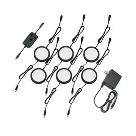 EShine 6 Pack Black Smart Dimmable LED Puck Lights Compatible with Alexa, Google - Cool White (6000K)