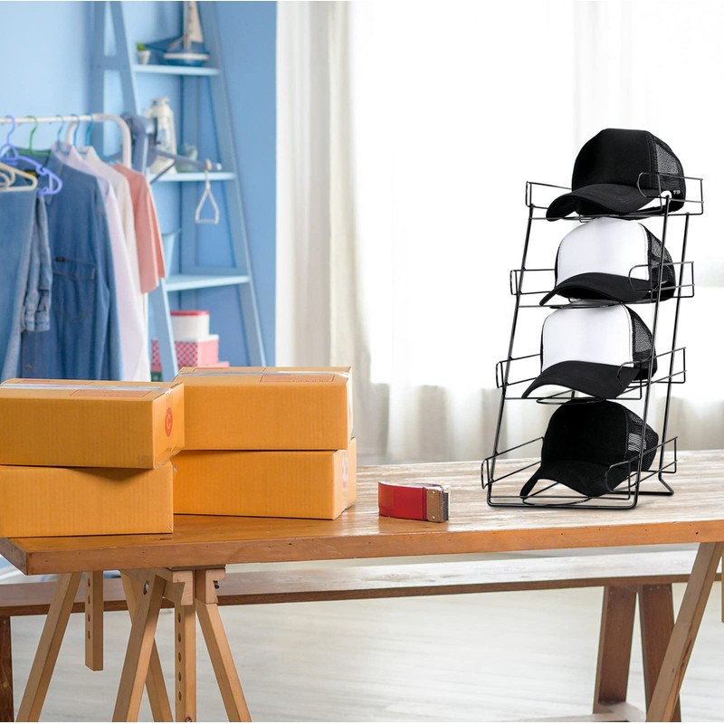 Zonon 4 Tier Hat Display Stand Wire Countertop Hat Display